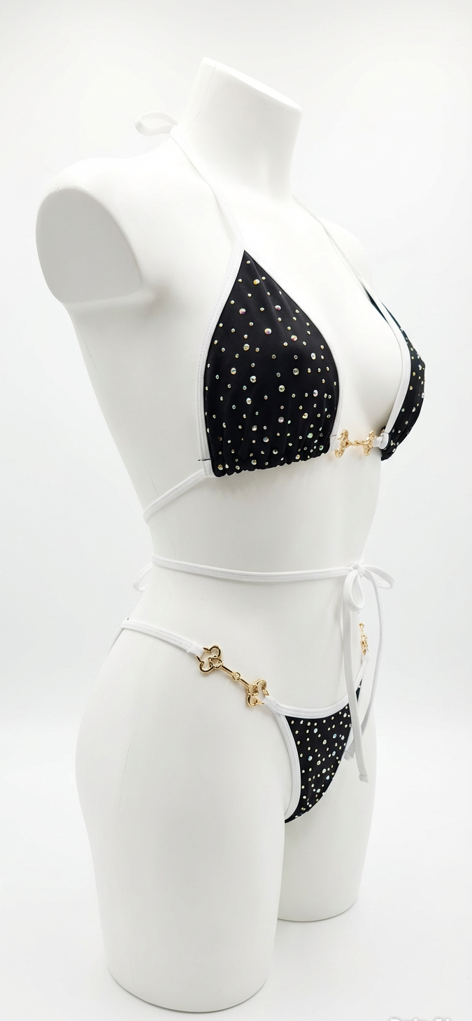 PARIS BLACK RHINESTONES BIKINI SET