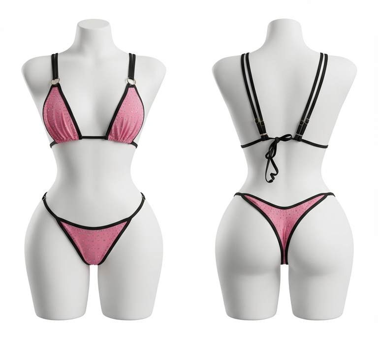NORA BLUSH PINK RHINESTONES BIKINI SET