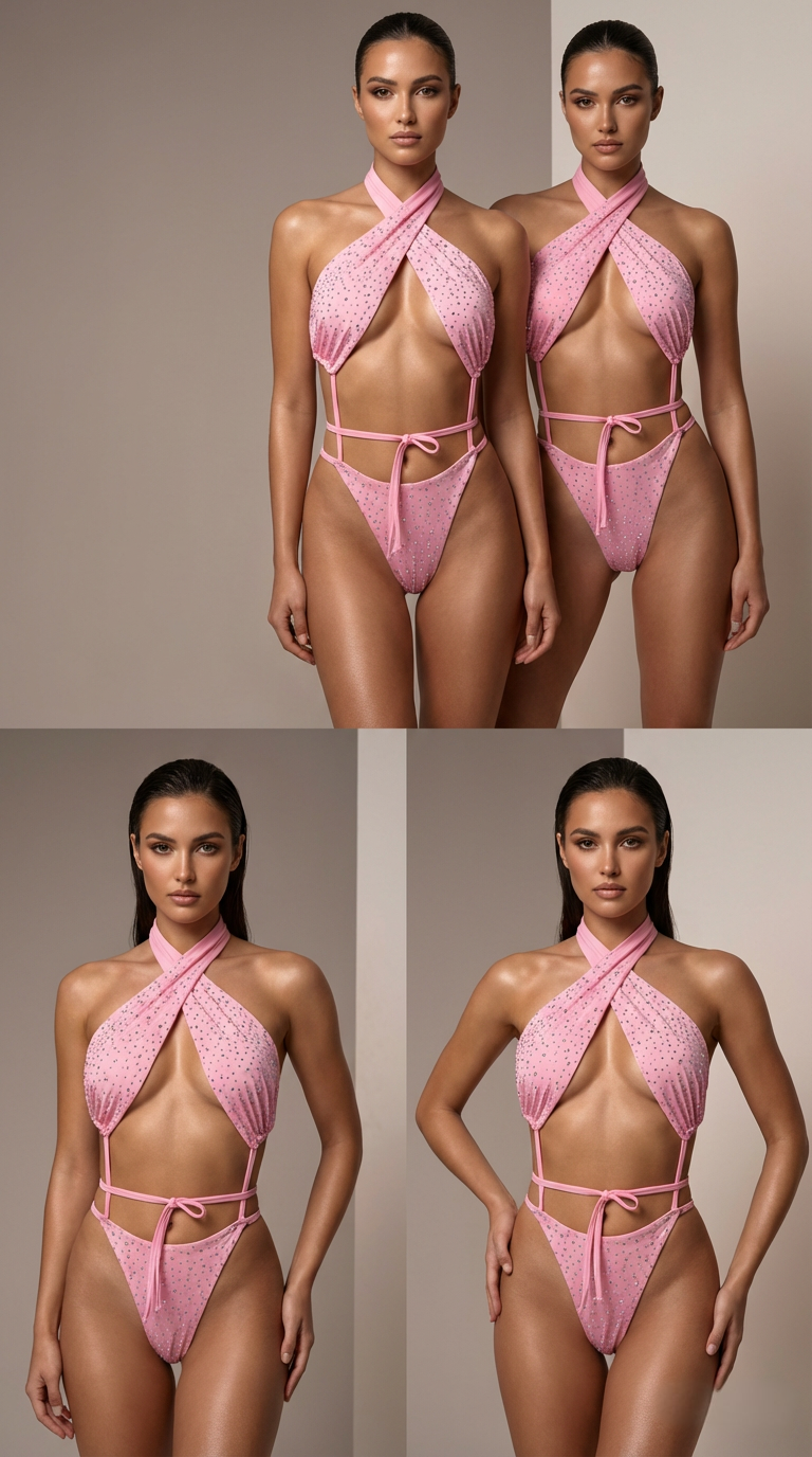 BARBIE RHINESTONES PINK ONE-PIECE BODYSUIT