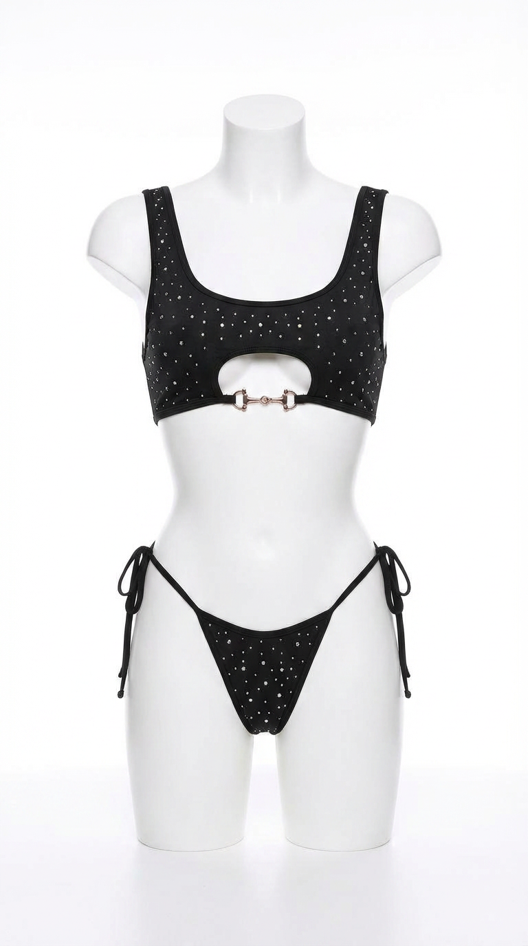 MAYA  GALAXY BLACK RHINESTONES  BIKINI SET