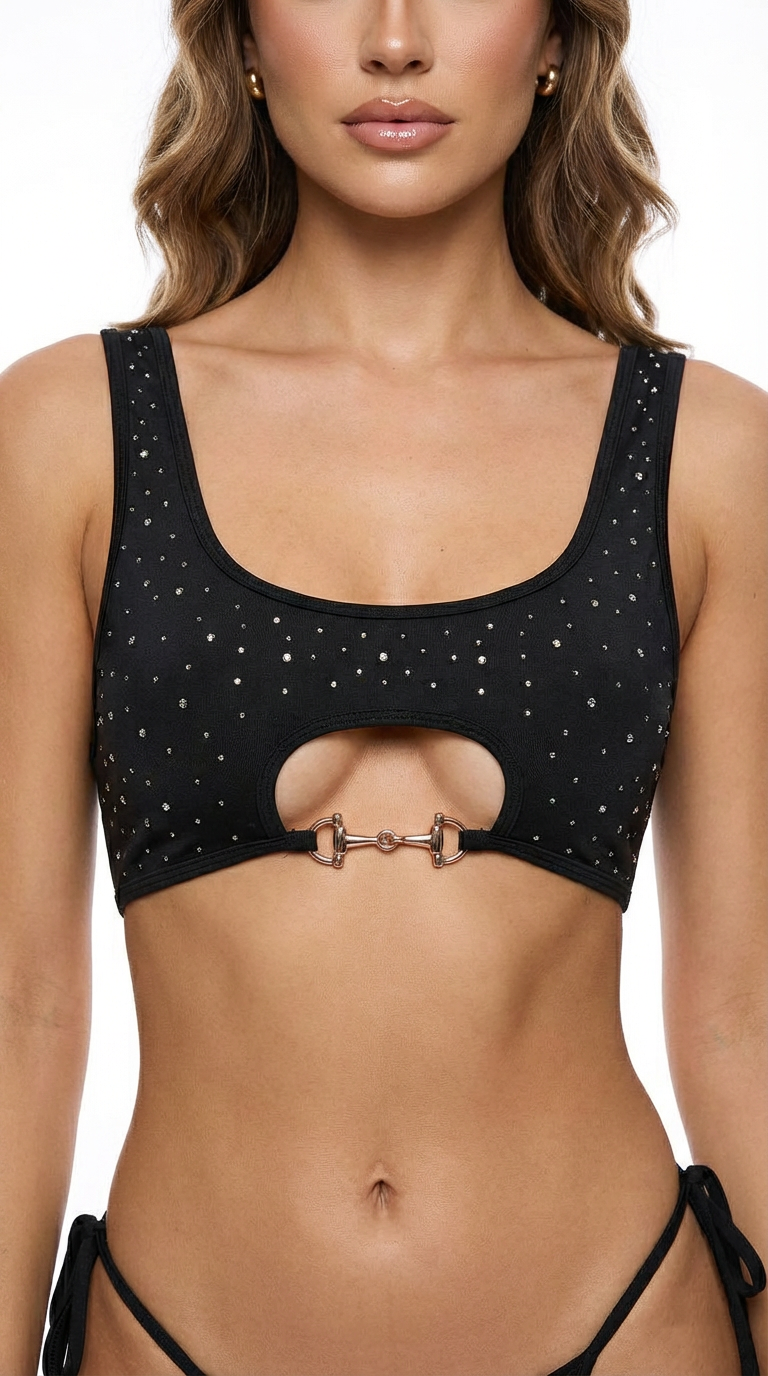 MAYA  GALAXY BLACK RHINESTONES  BIKINI SET