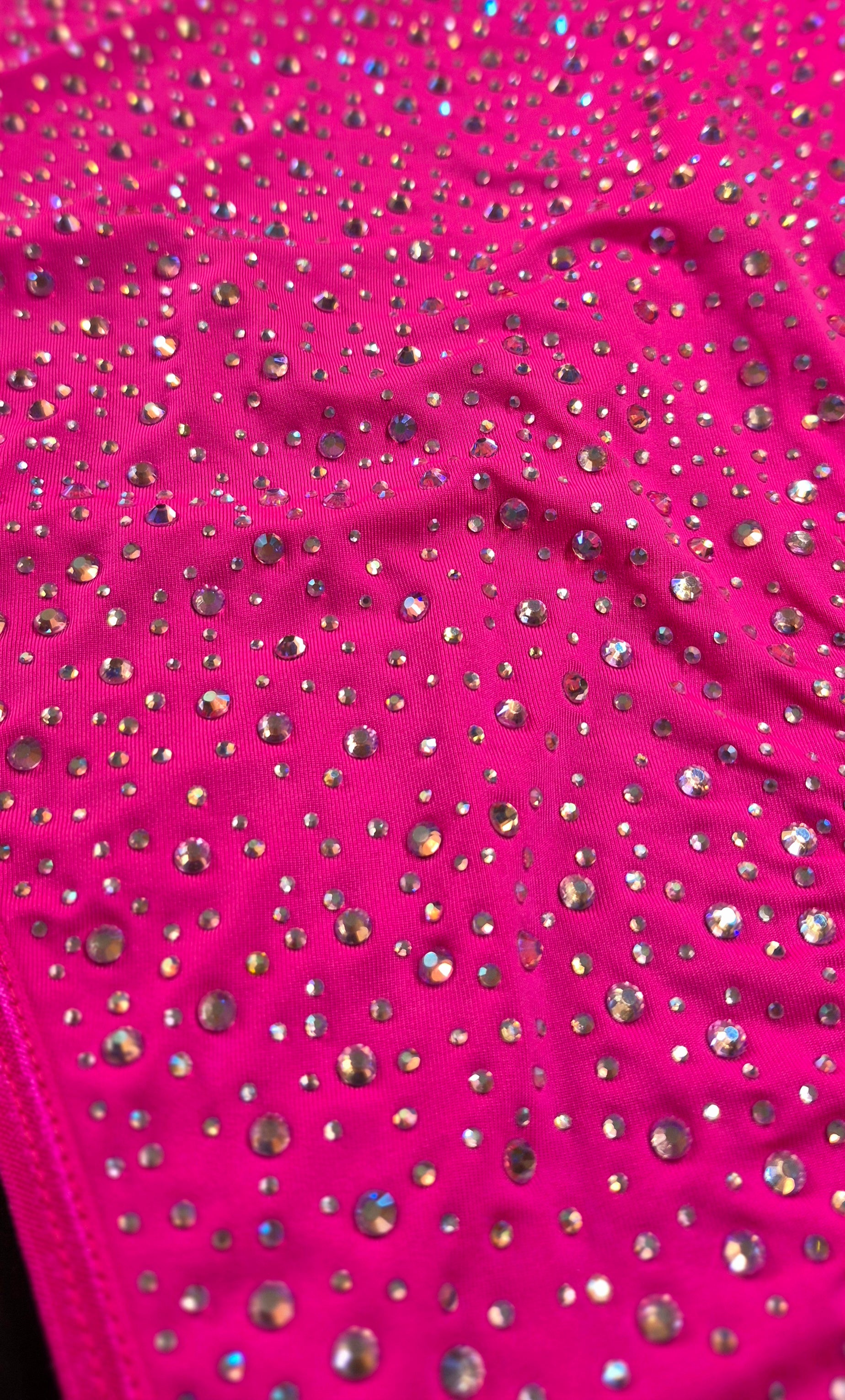 COSMIC FUSHIA RHINESTONES ONE-PIECE BODYSUIT/SWIMSUIT