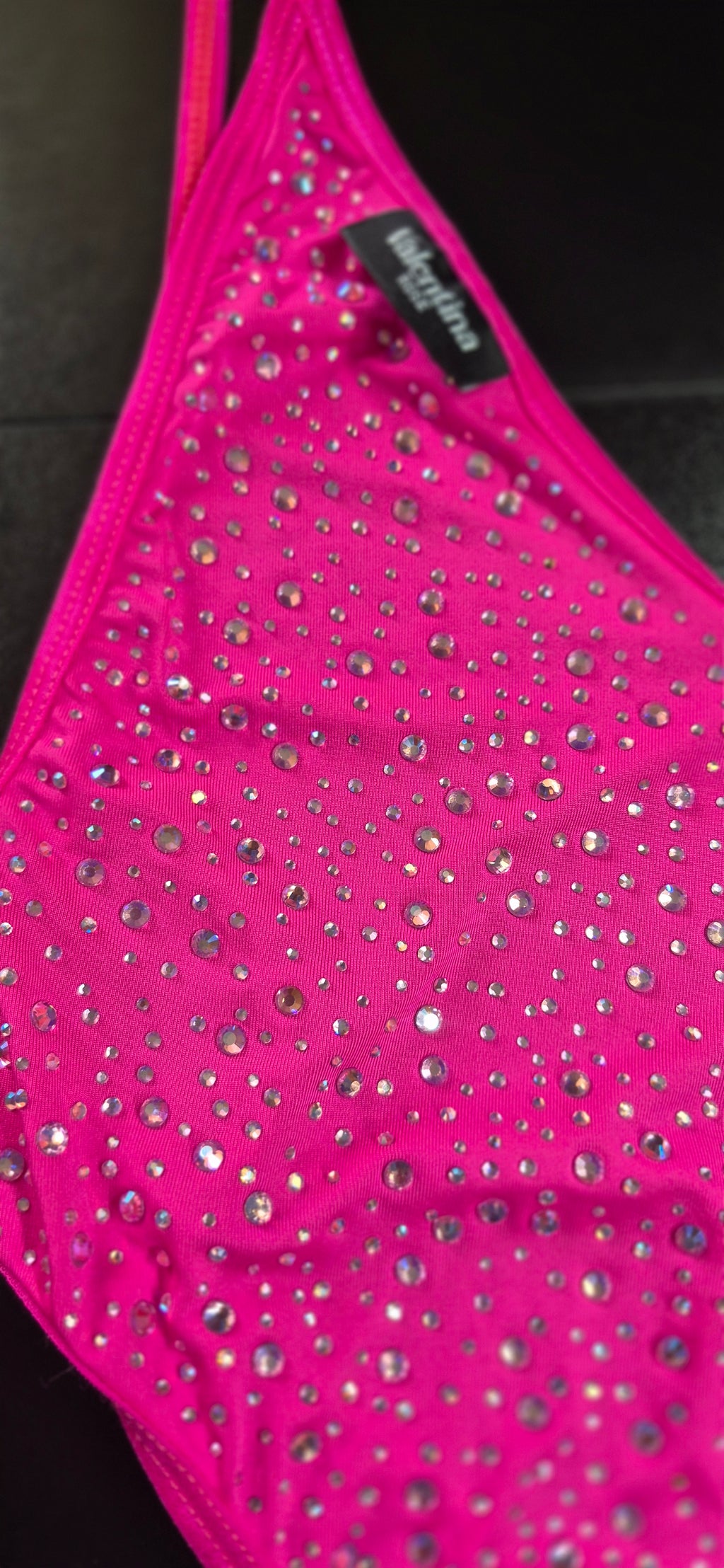 COSMIC FUSHIA RHINESTONES ONE-PIECE BODYSUIT/SWIMSUIT