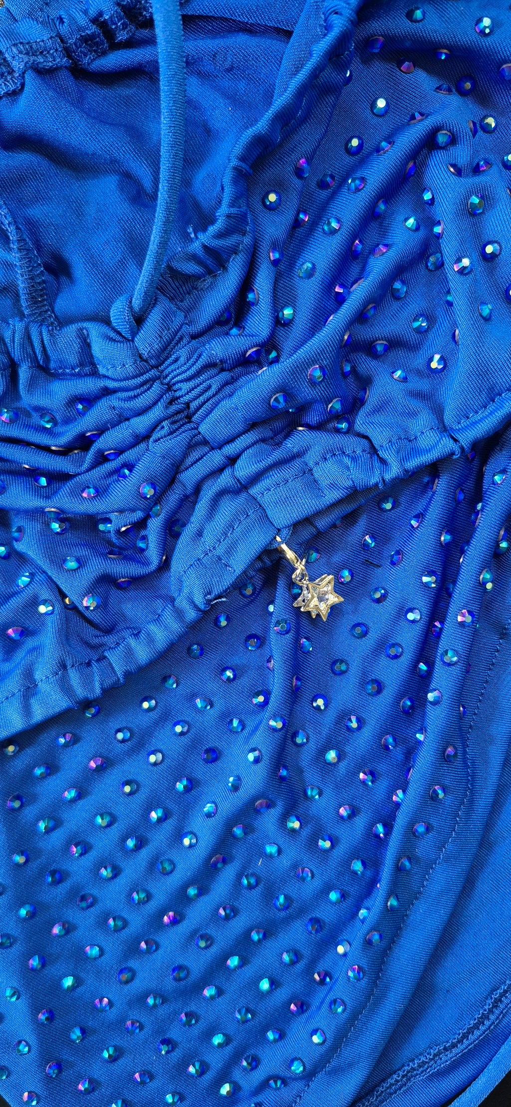 GLAMIX RHINESTONES ELECTRIC BLUE MINI SKIRTS&TOP SET