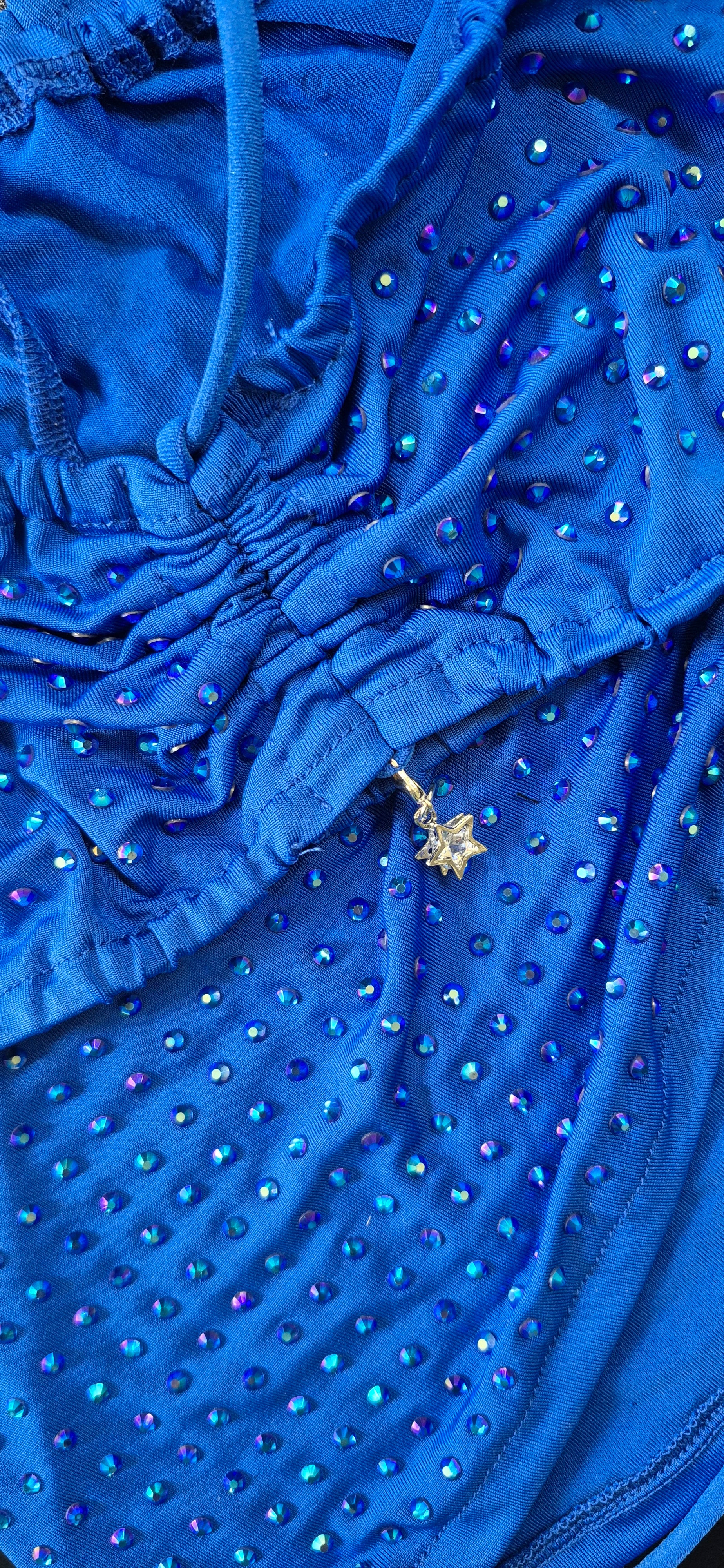 GLAMIX RHINESTONES ELECTRIC BLUE MINI SKIRTS&TOP SET