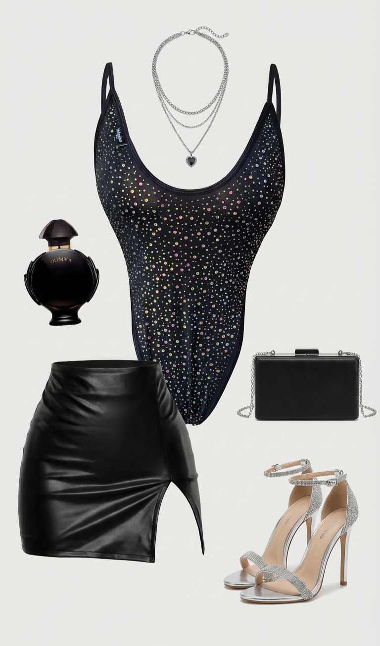COSMIC GALAXY BLACK  ONE-PIECE BODYSUIT/SWIMSUIT