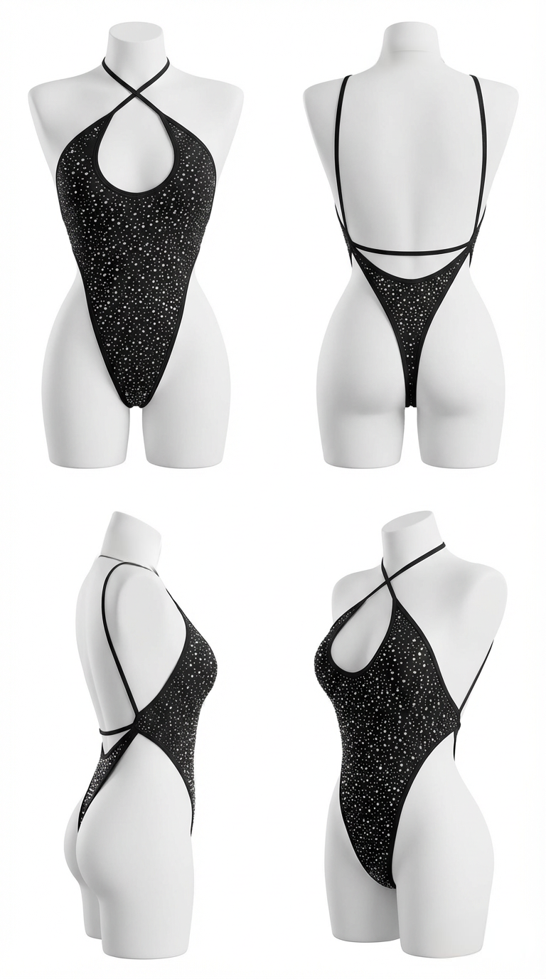 COSMIC GALAXY BLACK  ONE-PIECE BODYSUIT/SWIMSUIT