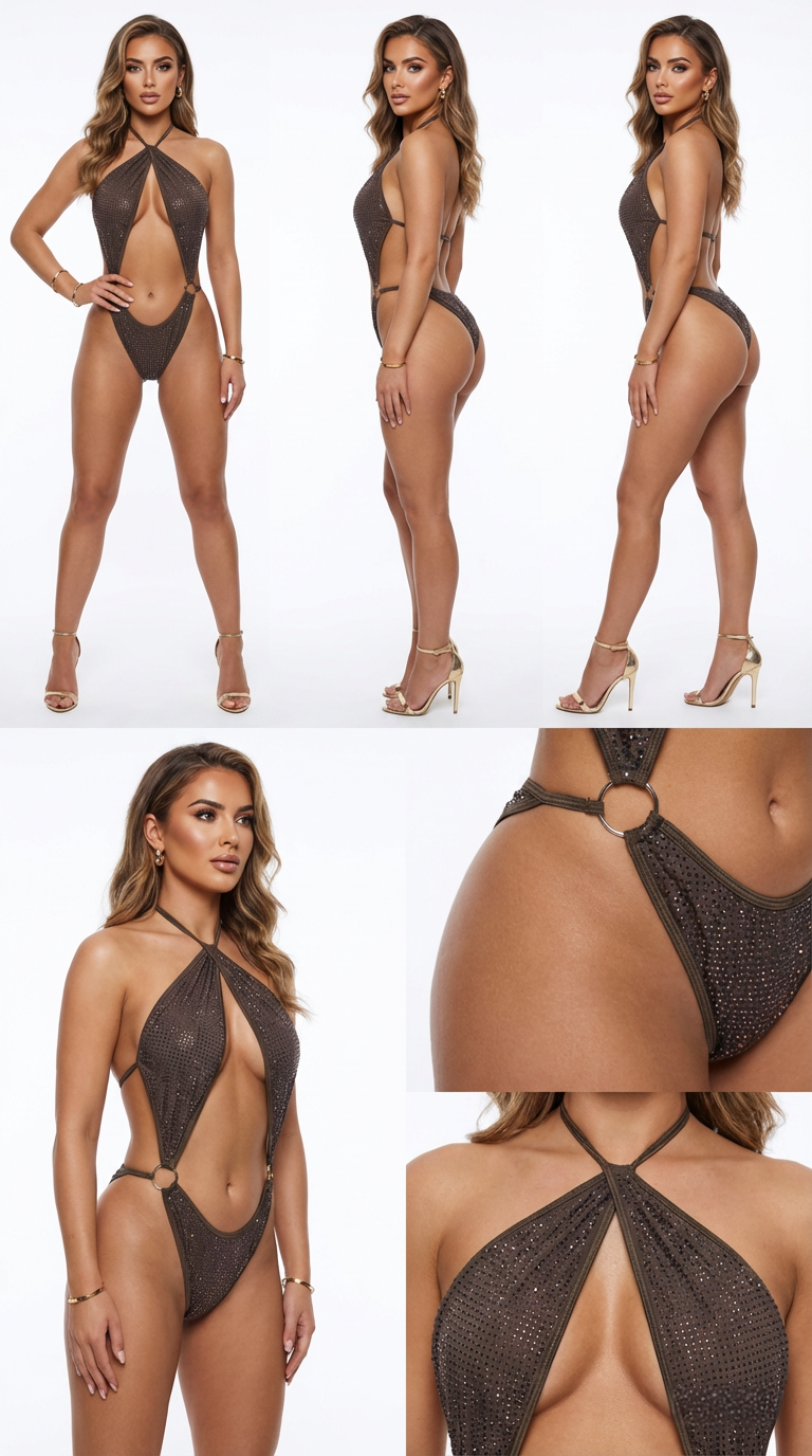 INNA ROSE QUEEN RHINESTONES ONE-PIECE RHINESTONES BOSYSUIT/SWIMSUIT