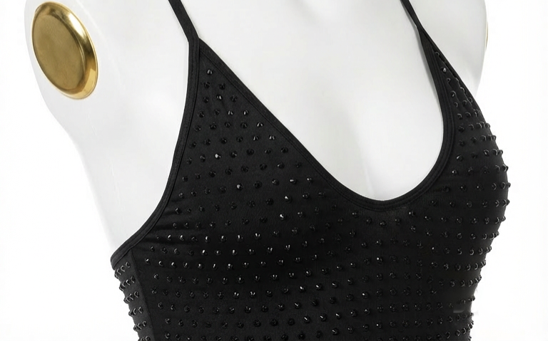 GALAXY BLACK RHINESTONES BODYSUIT/SWIMSUIT